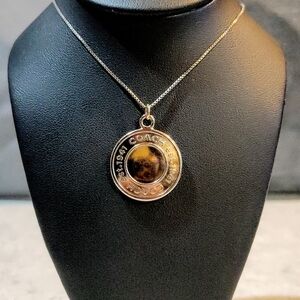 VINTAGE COACH EST. 1941 SILVER PLATED ROUND PENDANT ON SILVER .925 NECKLACE